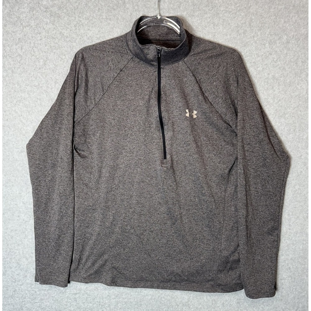 Under Armour Pullover Womens Large Gray HeatGear Quarter Zip Athletic Loose Fit